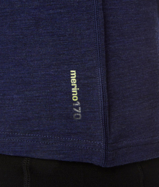 Pánské merino triko krátký rukáv modré detail
